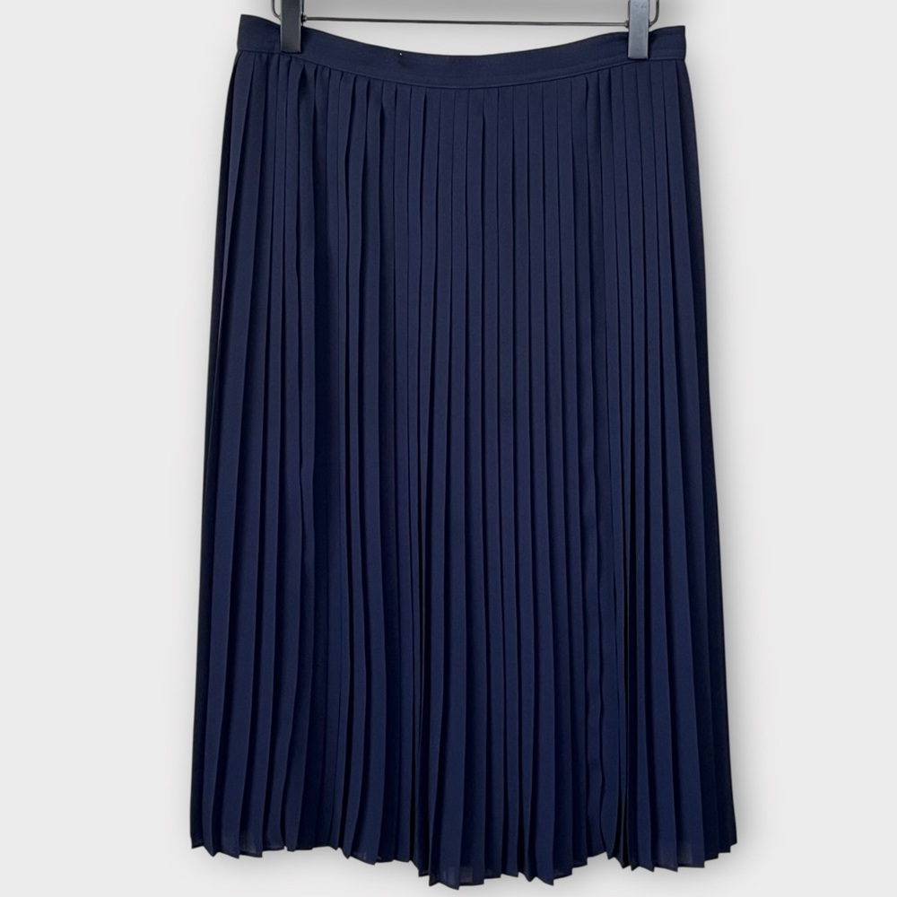 J. Crew Navy Pleated Midi Skirt